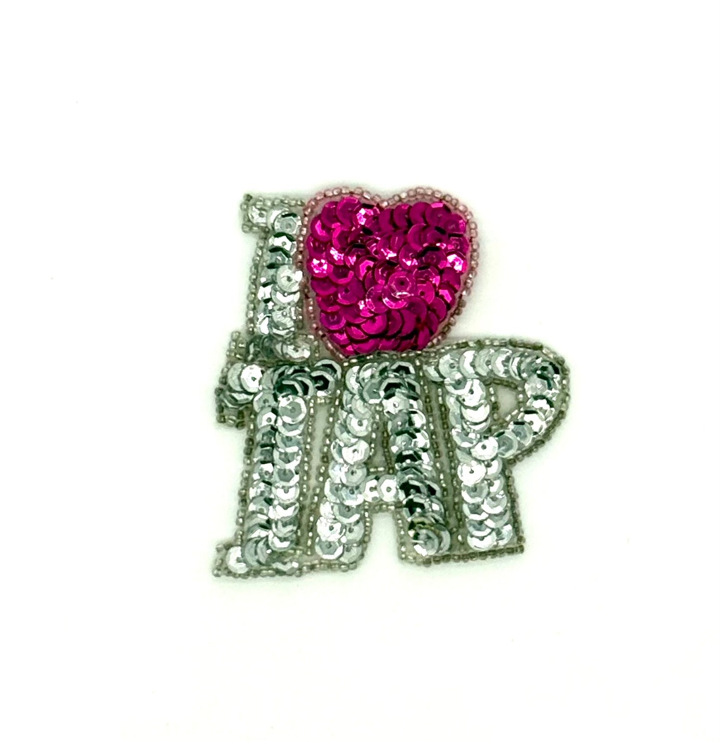 "Me encanta el claqué" Lentejuelas plateadas con cuentas grandes de 7.6 x 6.3 cm