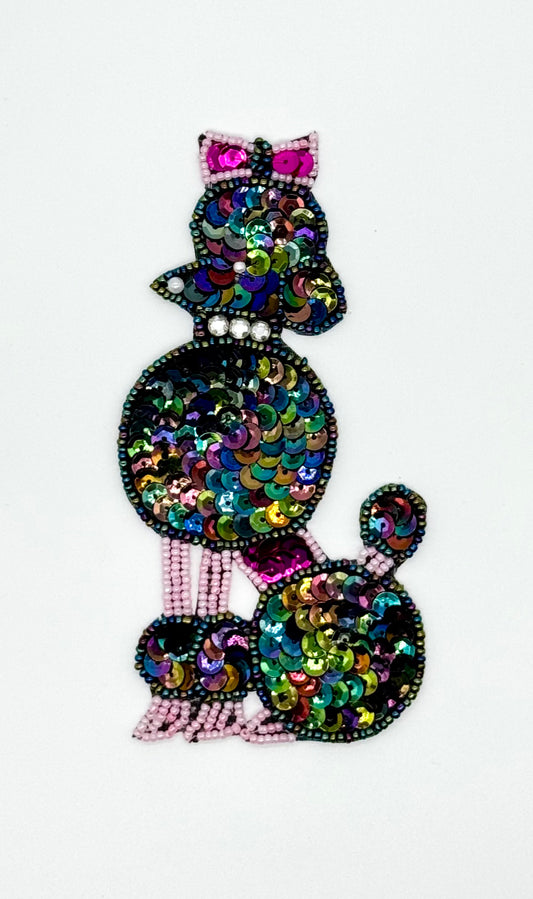 Poodle Dog with Moonlite Sequins and Rhinestone Collar 5.5" x 3"