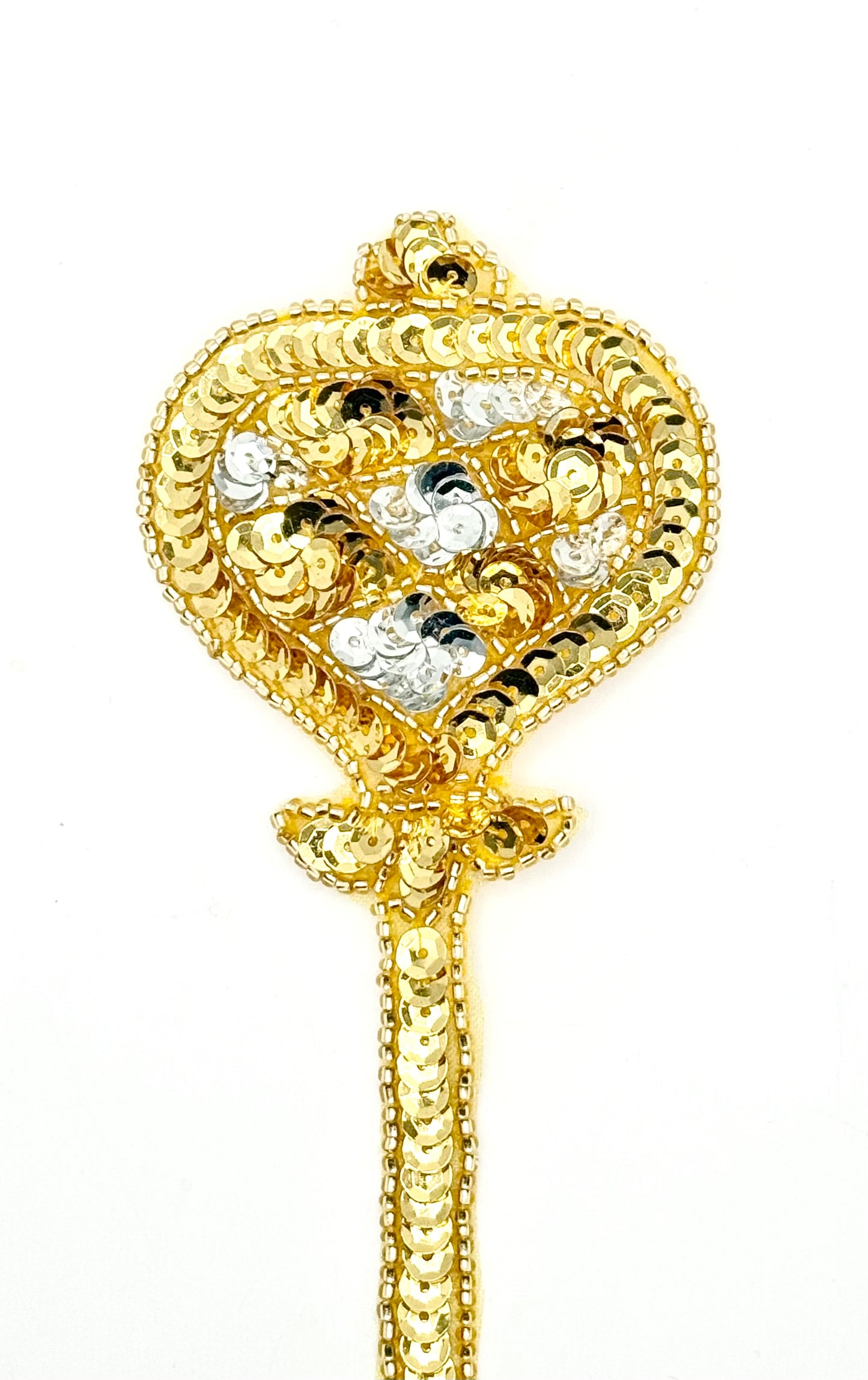 Royal Scepter with Gold and Silver Sequins and Gold Beads 9.75" x 2.5"