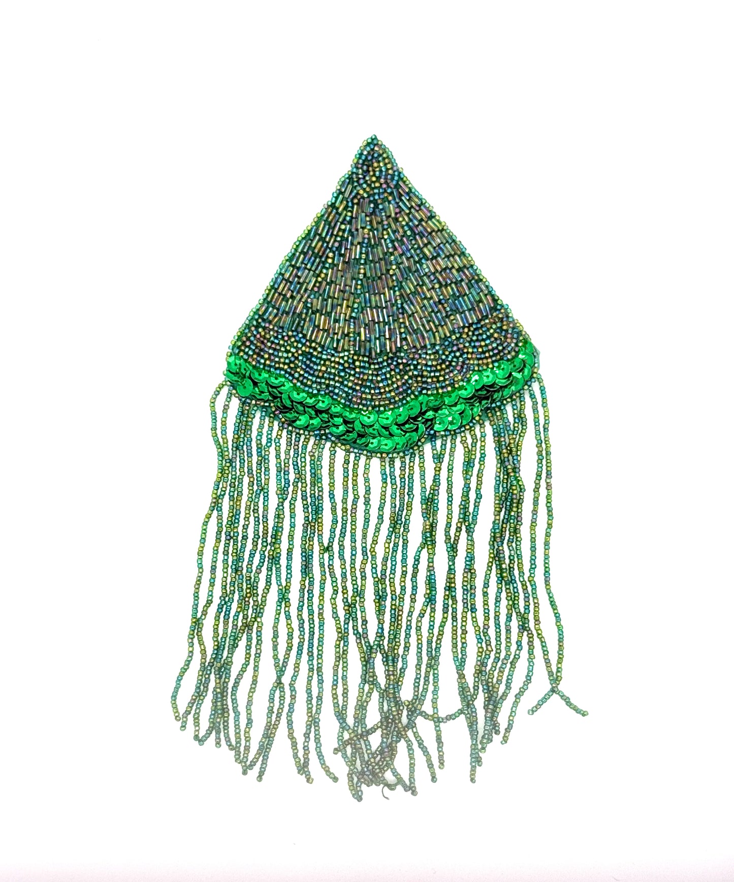 Epaulet - Green Sequins - Glass Beads 9.5" x 4.5"