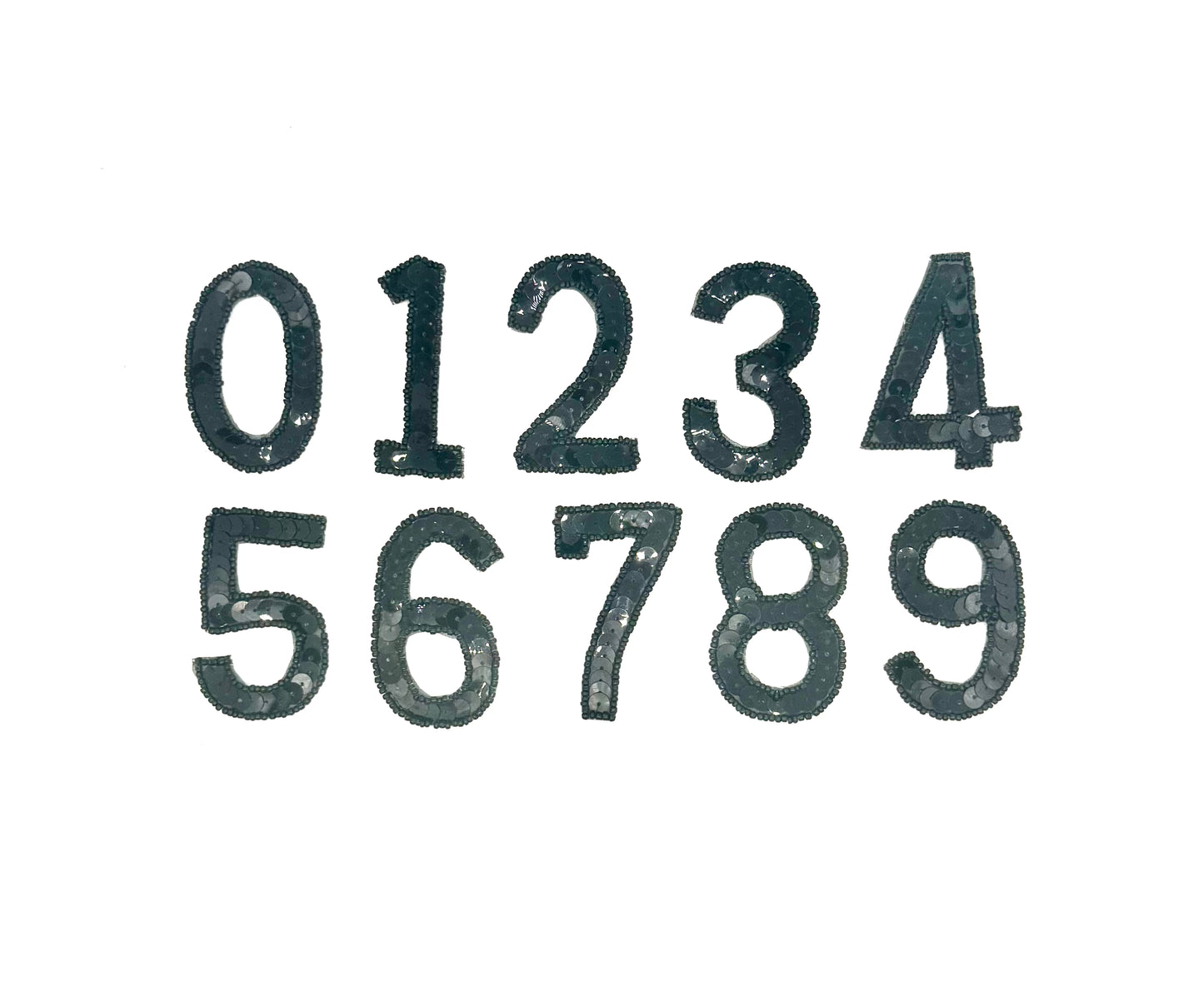 2.5” Number Appliqué -  Black Sequin/Beads - Choice of Number (0-9)