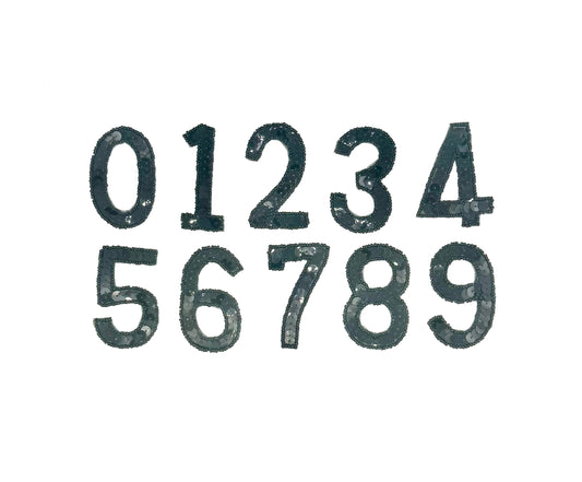 2.5” Number Appliqué -  Black Sequin/Beads - Choice of Number (0-9)