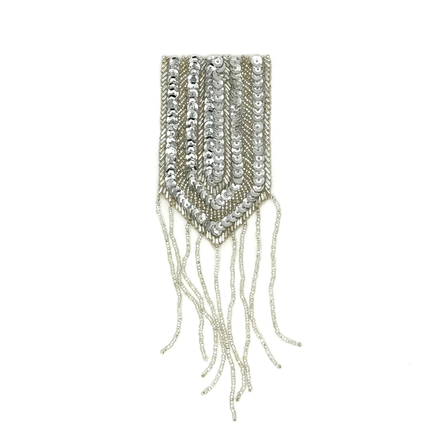 Epaulet - Sliver Sequins -Silver Beads 8" x 2.5"