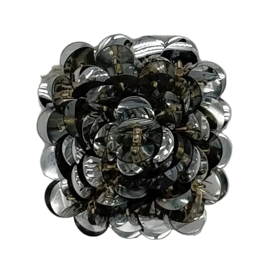 Flor - Lentejuelas plateadas de talle alto 2" x 2"