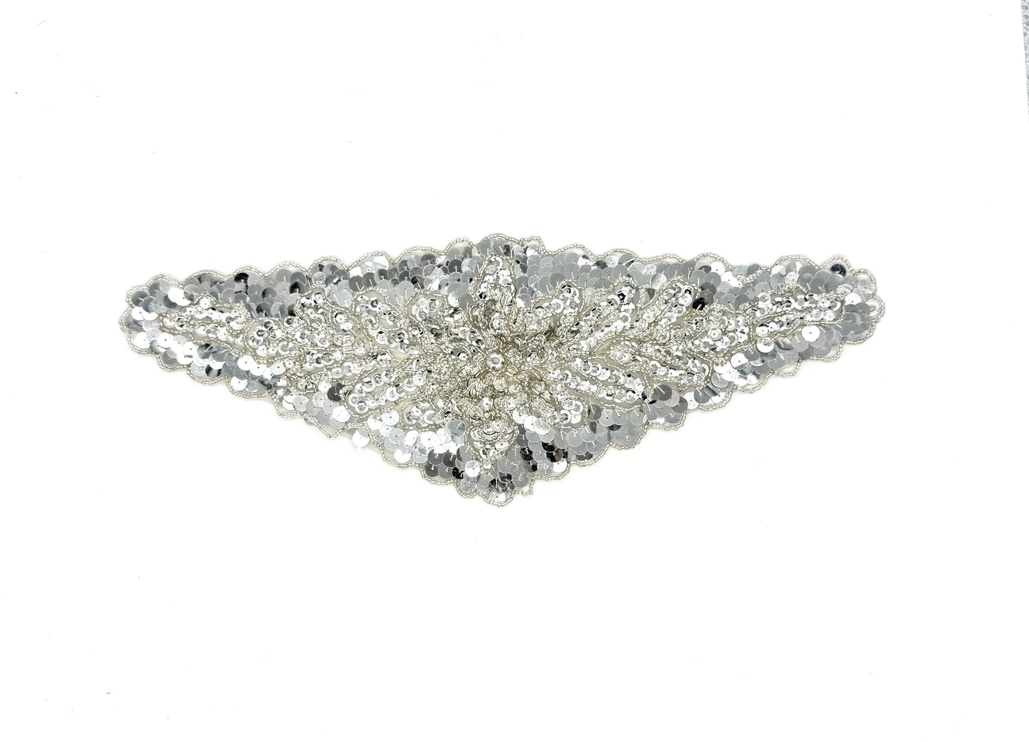 Cinturón decorativo de diseño - Lentejuelas plateadas - Cuentas - Diamantes de imitación 14" x 5"