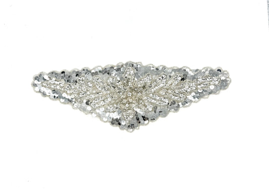 Designer Motif Beltline -Silver Sequins - Beads - Rhinestone 14" x 5"