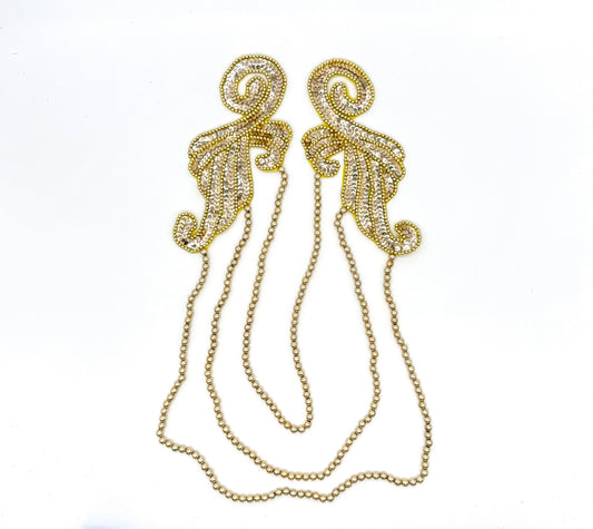 Hombrera de color a elección con hilos de cuentas, 43 x 33 cm