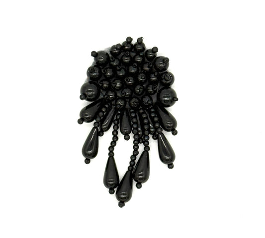 Epaulet - Black Beaded  3" x 2"