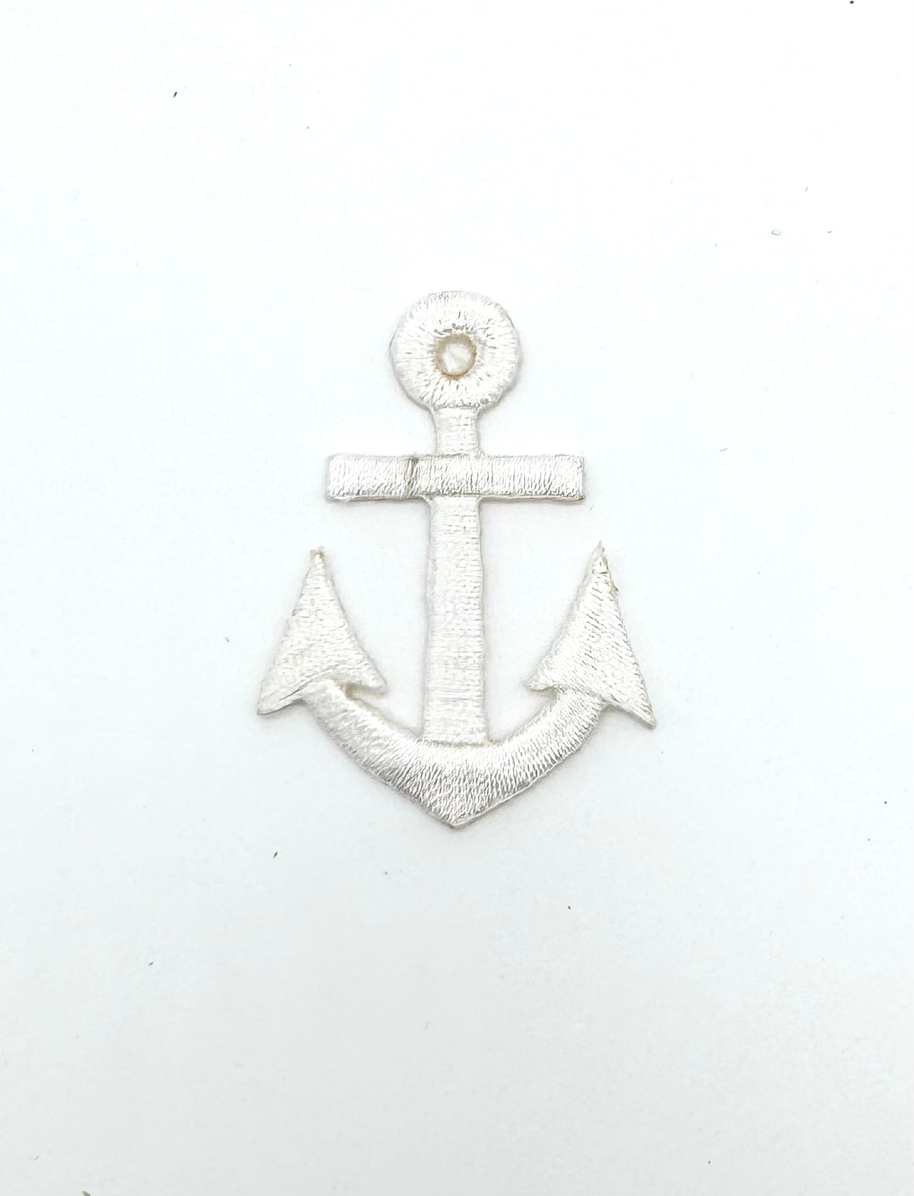White Anchor Embroidered Iron-On 1.75" x 1.25”