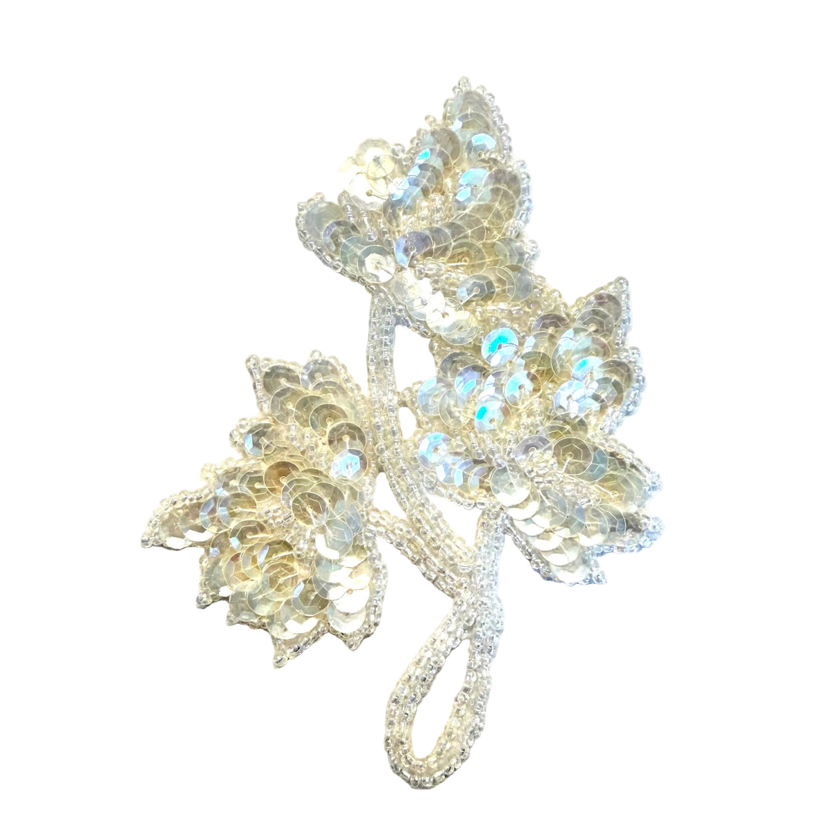 Flower Applique - Choice of Color - Iridescent Sequins & Beads 4.25" x 3.5"