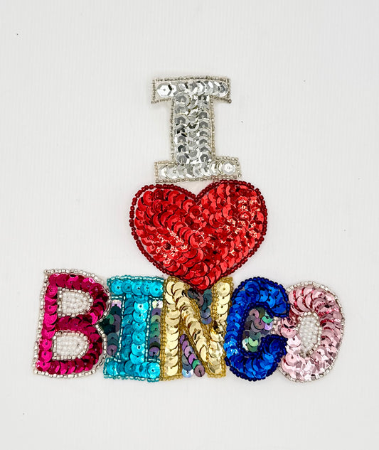 "I Love Bingo" Multicolored Sequins and Beads 5" x 5.5"