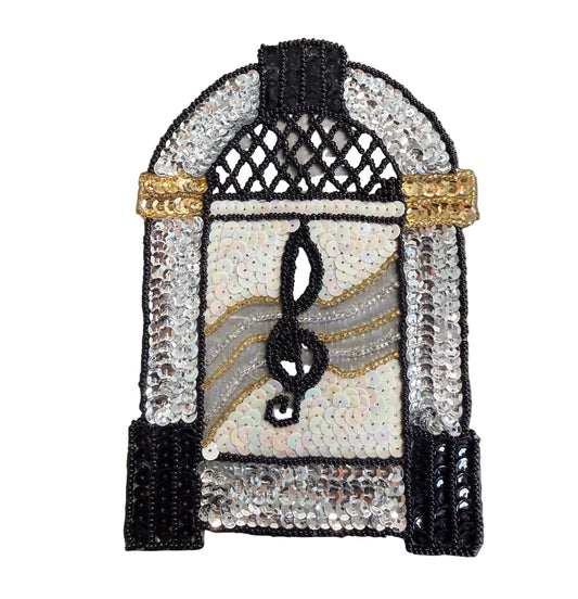 Juke Box Appliqué - Multicolored Sequins - Glass Beads 6.5" x 4.25"