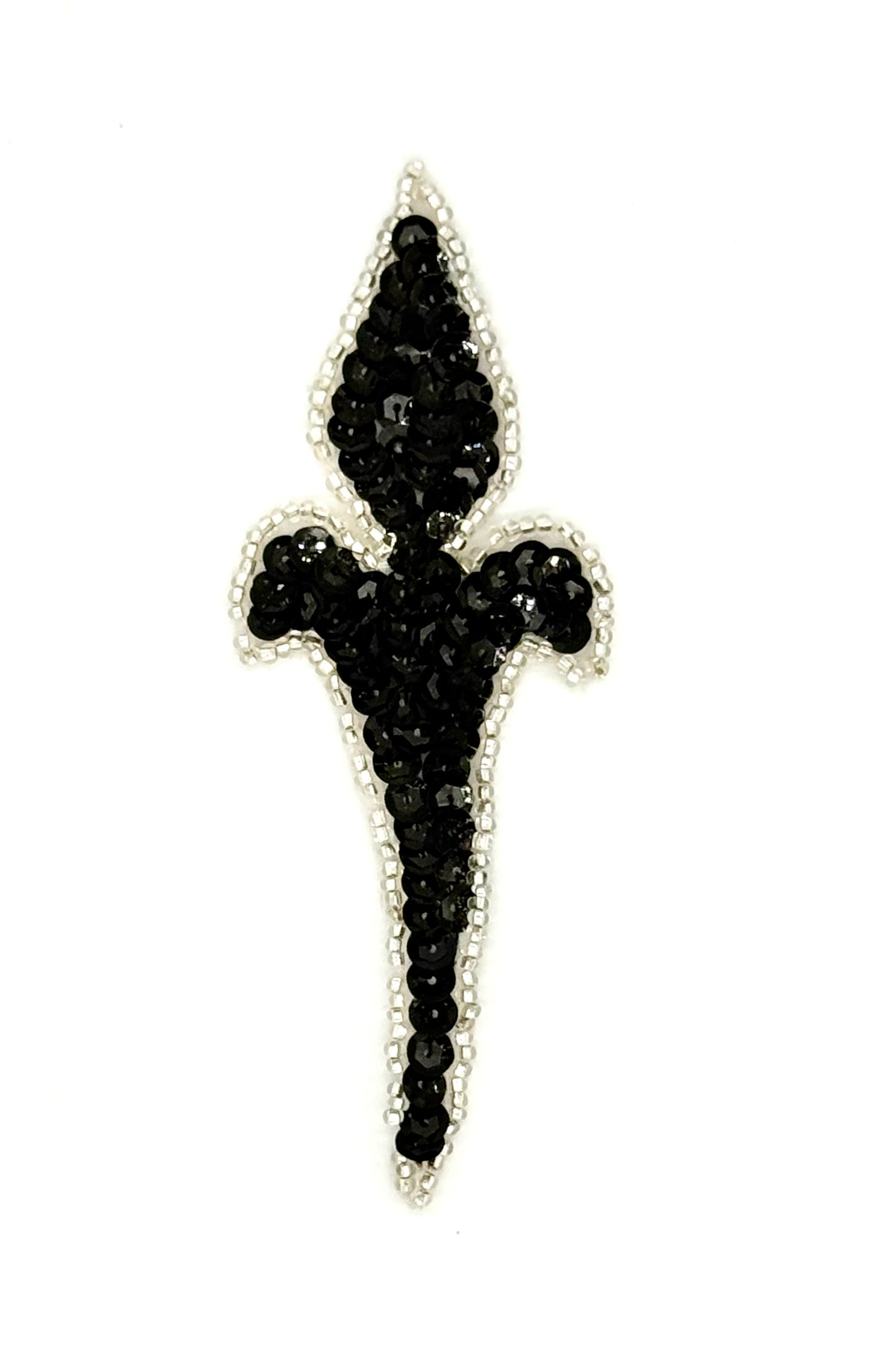 Design Motif with Black Sequins and Silver Beads 5"x2"