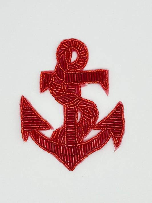 Anchor and Rope with All Red Beads 4.5" x 3.5"