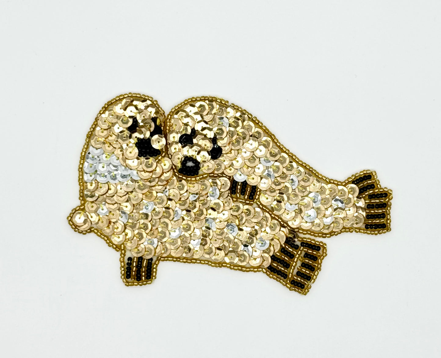 Seals Appliqué - Gold/Silver/Black Sequins - Gold/Black Beads 5.5" x 3.5"