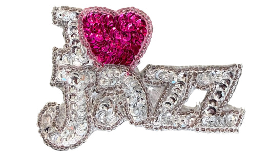 “I Love Jazz” Appliqué – Silver & Fuchsia