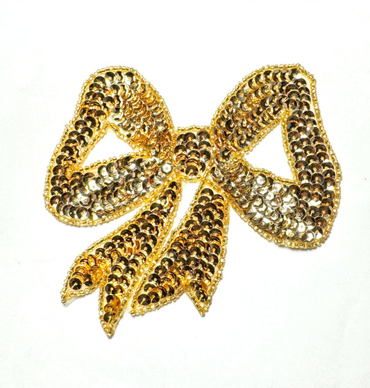Bow with Gold Sequins 5" x 4.5"