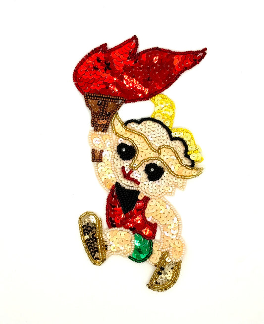 Corredor de la Antorcha Olímpica con Lentejuelas y Cuentas Multicolor 7" x 4.5"