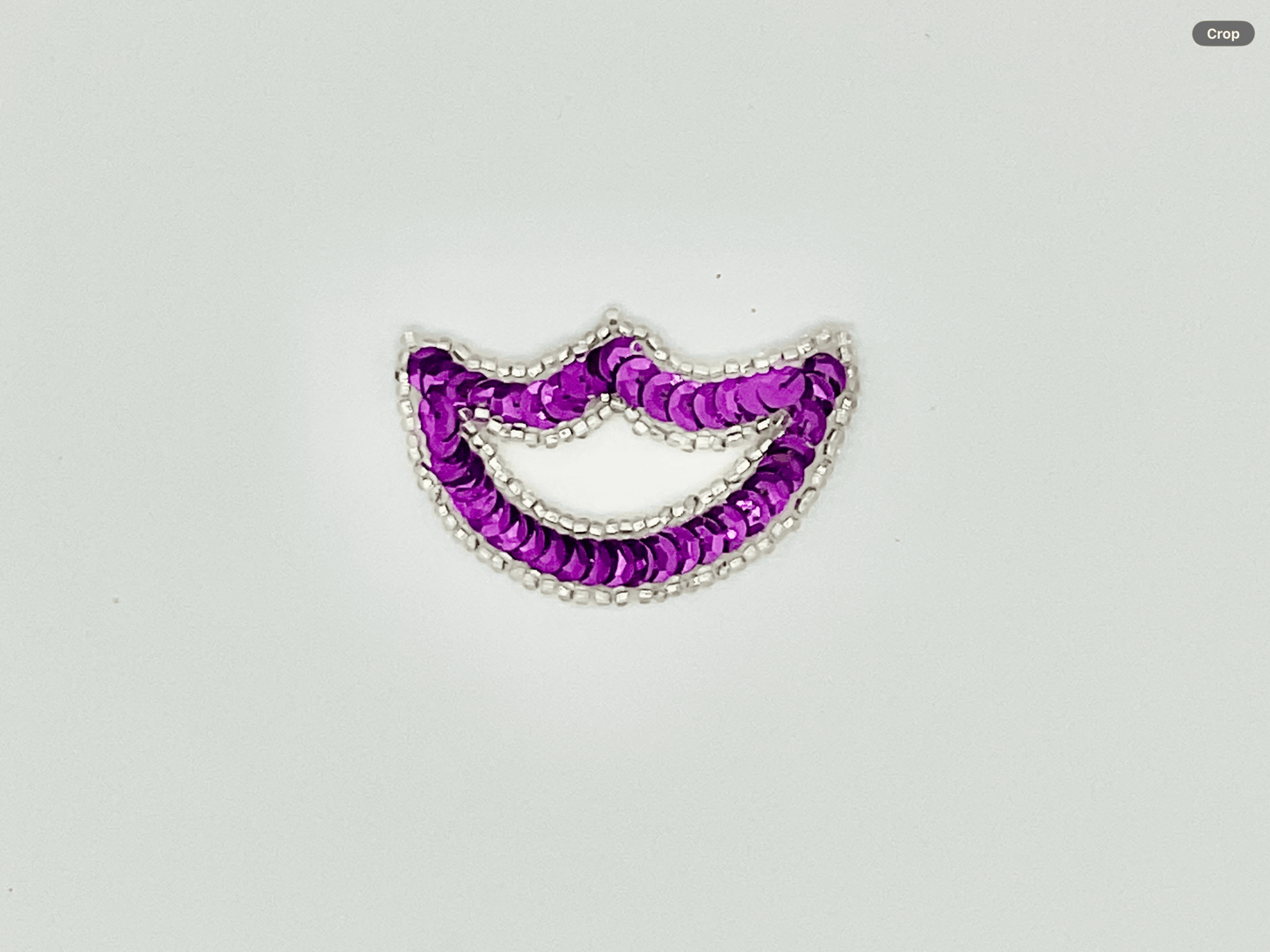 Designer Motif Purple Sequins with Silver Beads 2.5" x 1.5"