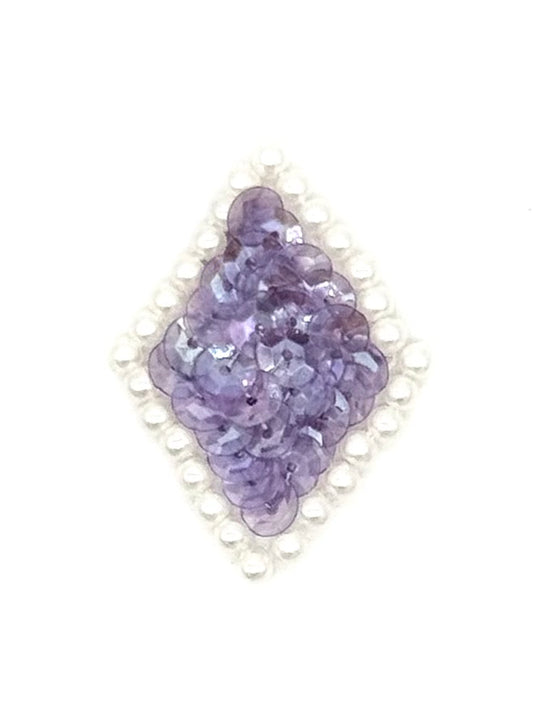 Designer Diamond Shaped with Choice of Color Sequins and White Pearl Beads 2” x 1.5”