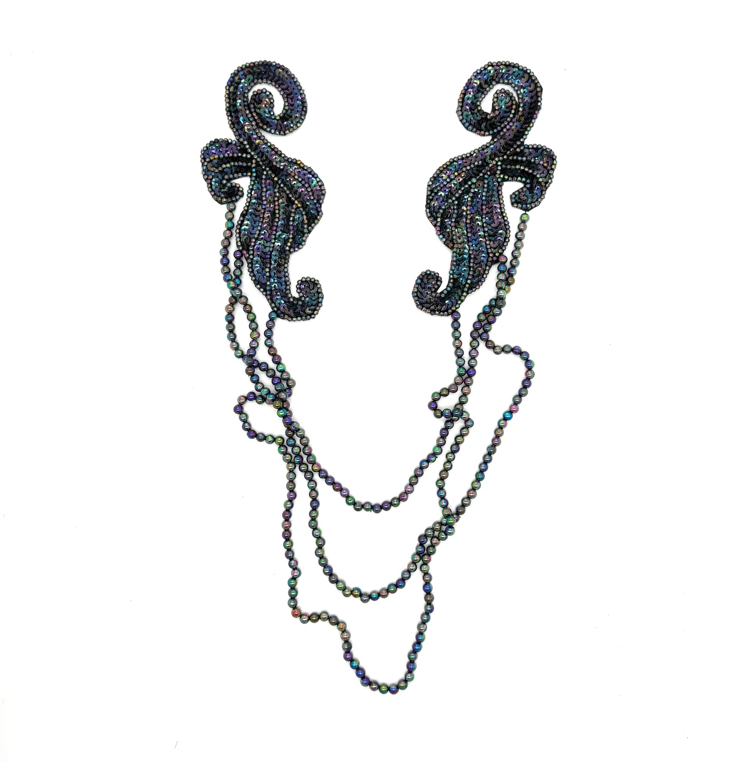Epaulet - Moonlight Sequins - Moonlight Beads 16”x 14”