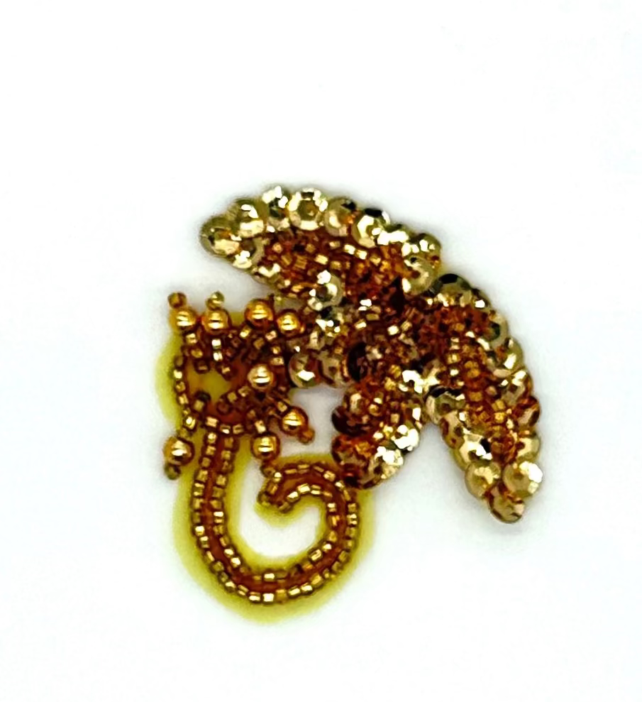 Epaulet with Gold Beads and Sequins 2.5" x 2"