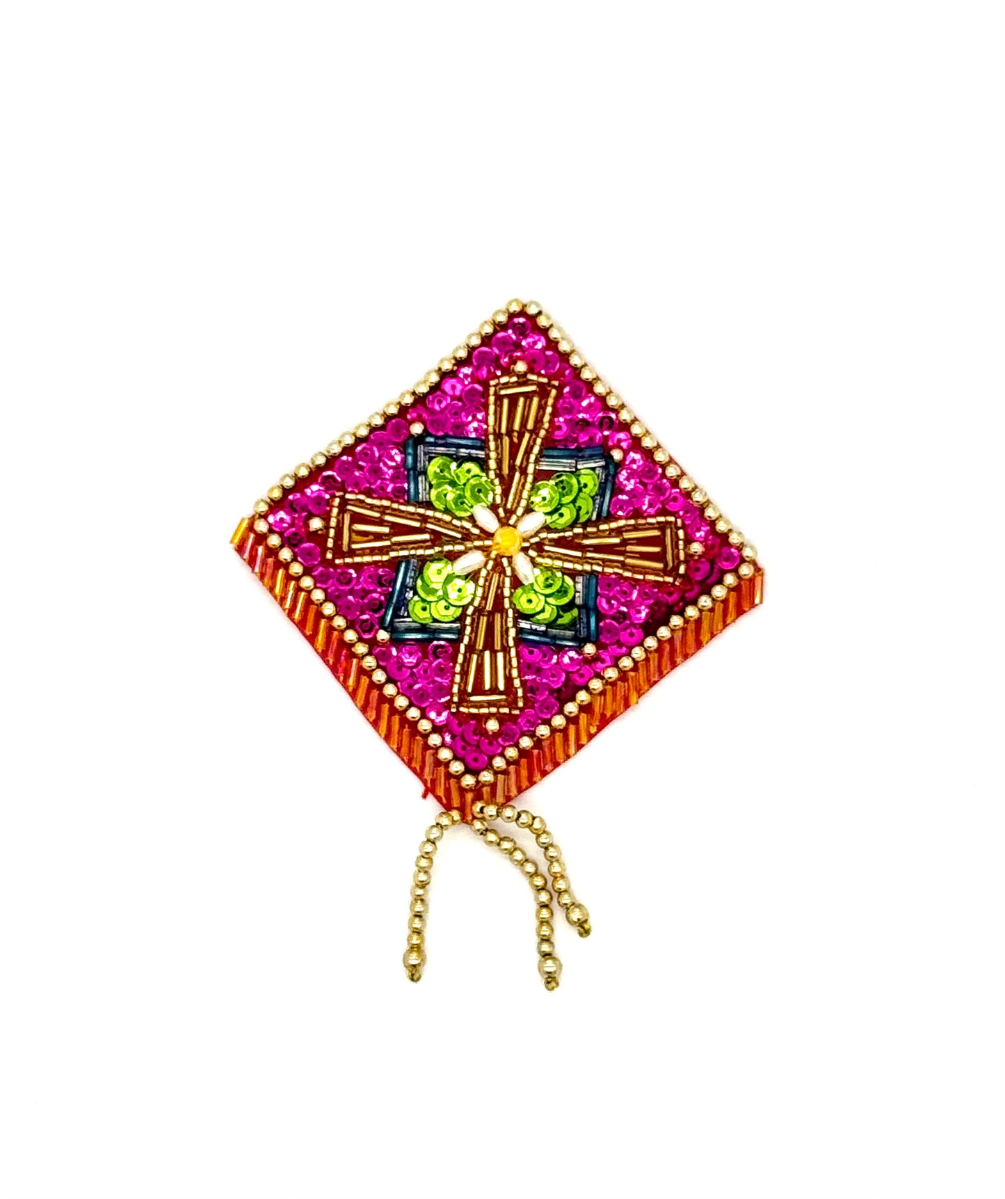 Hombrera - Lentejuelas a elección - Cuentas doradas 5" x 3.5"