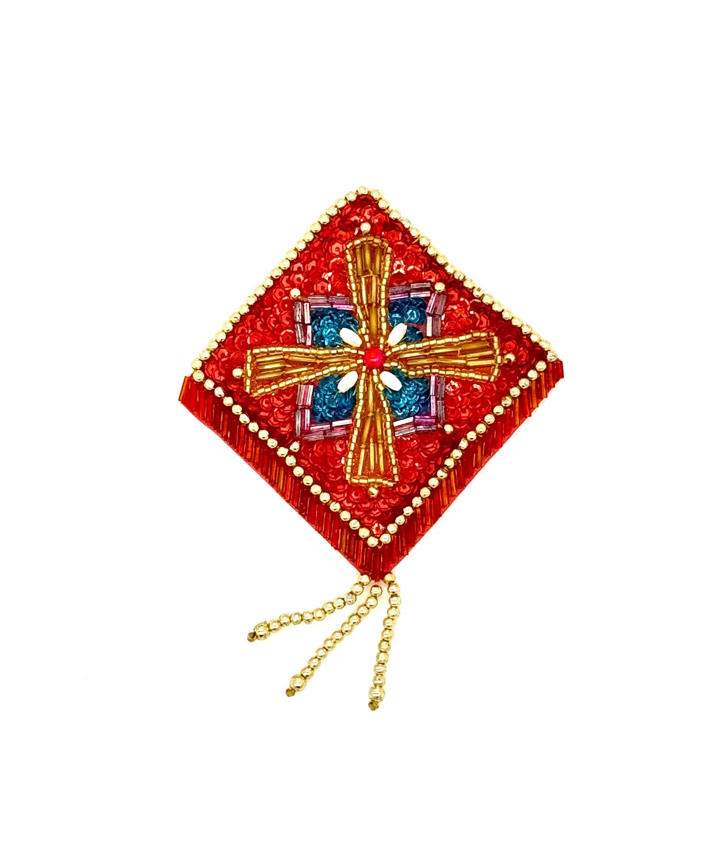 Hombrera - Lentejuelas a elección - Cuentas doradas 5" x 3.5"