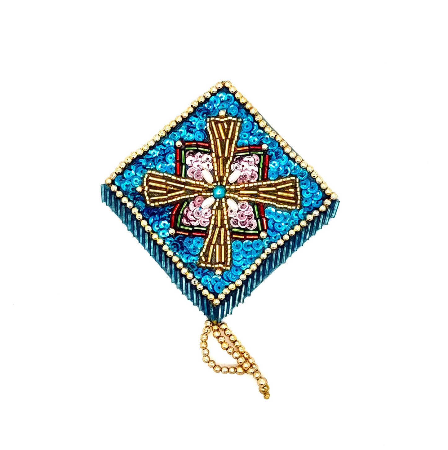 Hombrera - Lentejuelas a elección - Cuentas doradas 5" x 3.5"