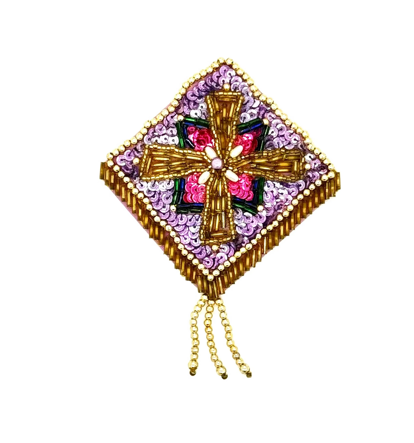 Hombrera - Lentejuelas a elección - Cuentas doradas 5" x 3.5"