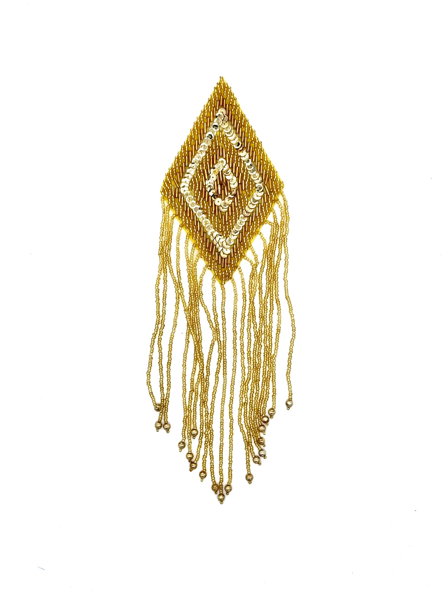 Hombrera en forma de diamante - Lentejuelas/Cuentas doradas en forma de diamante de 28 cm x 7,6 cm