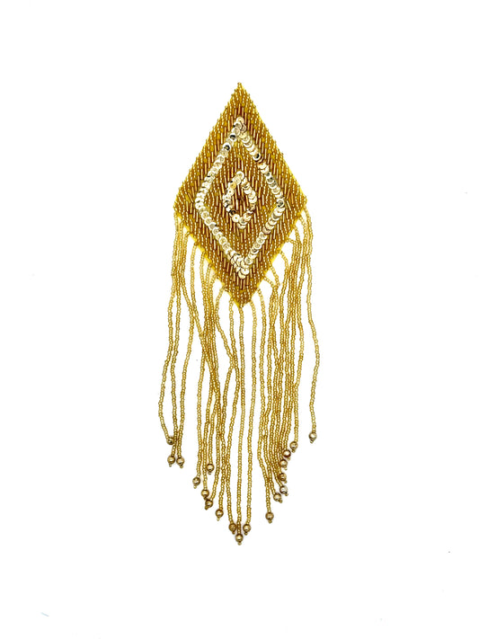Epaulet Diamond Shaped - Gold Sequins/Beads Diamond 11" x 3"