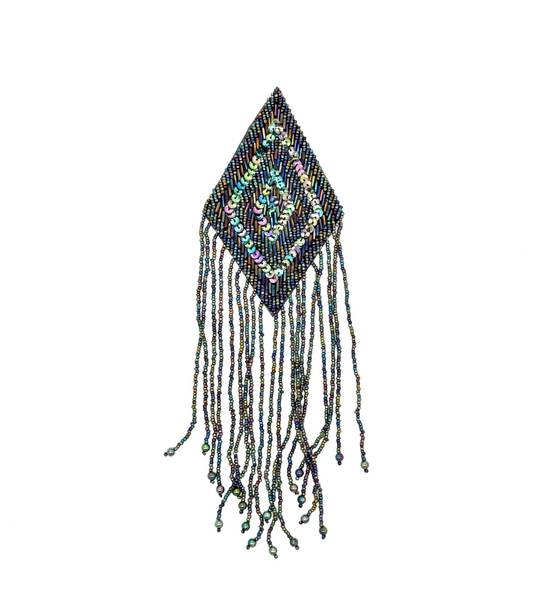 Epaulet Diamond Shape - Moonlight Sequins/Beads 10.5" x 3"