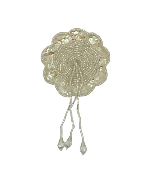 Epaulet Flower Drop - Iridescent Sequin/Beads 5" x 3"