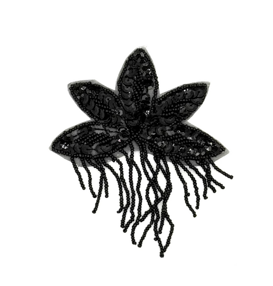 Epaulet - Black Sequins/Beads 5" x 4"