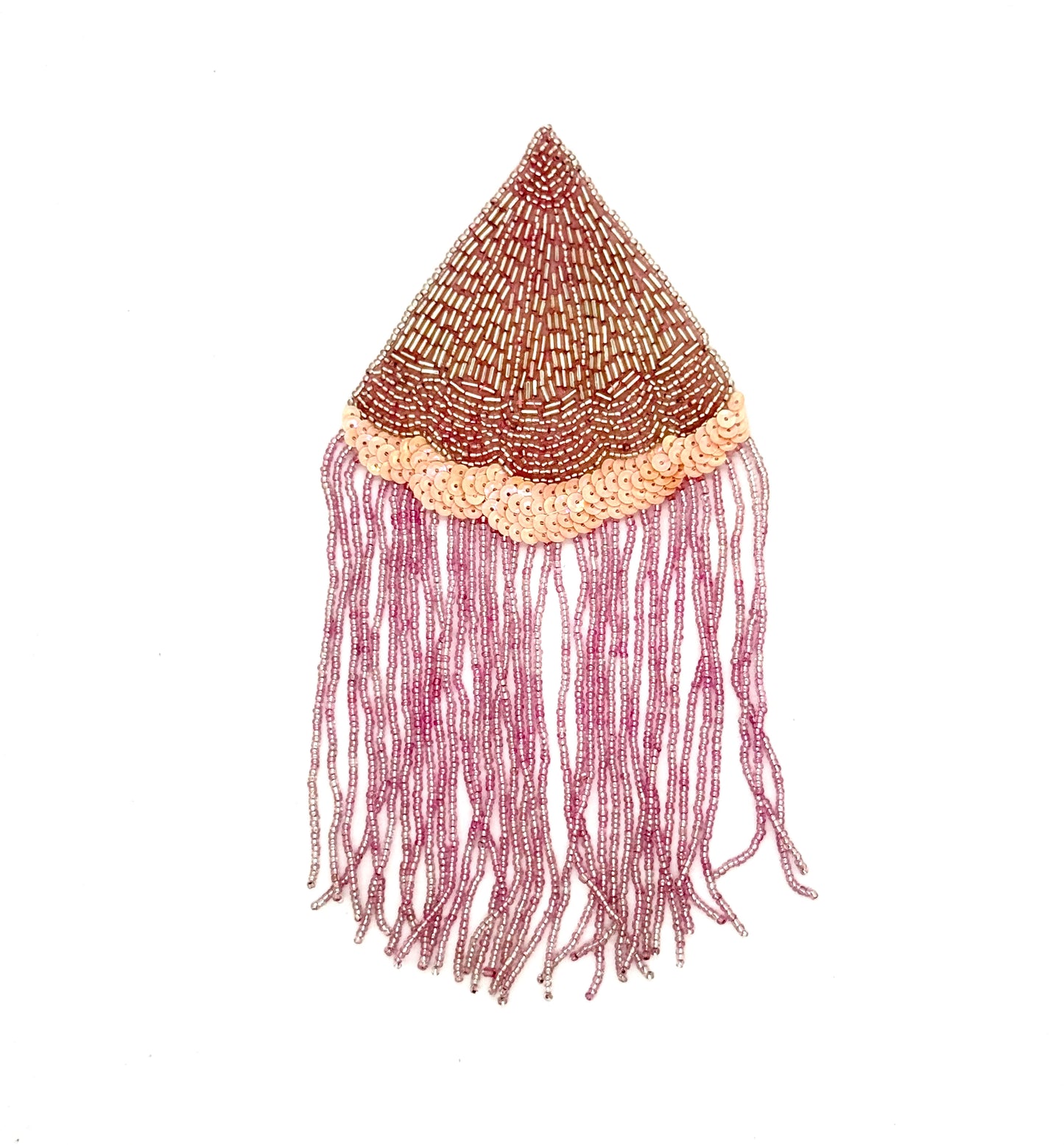 Hombrera -Lentejuelas melocotón champán iridiscentes -Cuentas de cristal rosa iridiscentes 22,86 cm x 10,16 cm