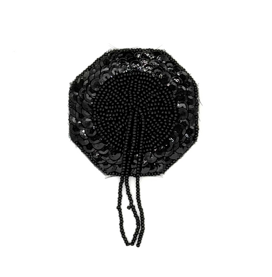 Epaulet - Black Sequins/Beads 4.25"x 3”