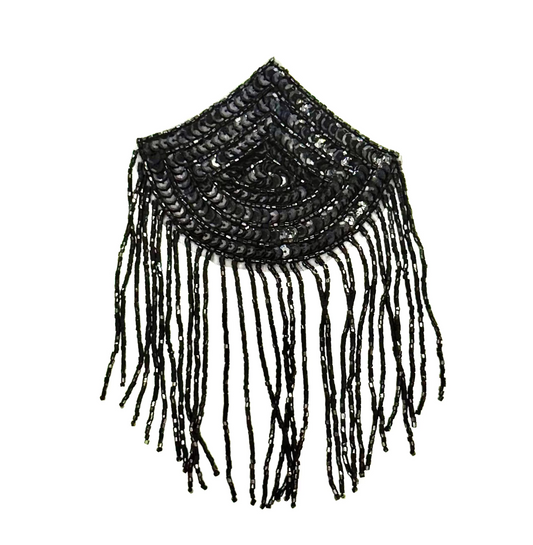 Epaulet - Black Sequins - Beads 6.5" x 4"