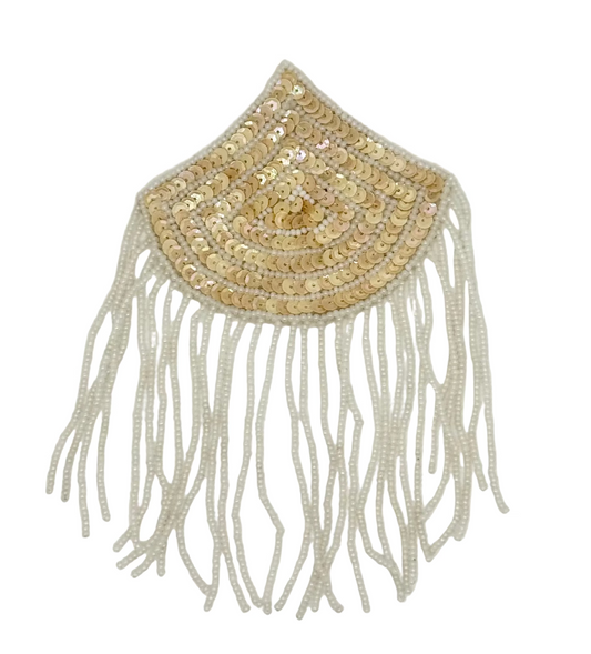 Epaulet - Iridescent Beige Sequins - Beads 6.5" x 4"