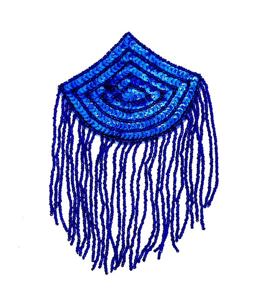 Epaulet - Royal Blue Sequin/Beads 6.5" x 4"