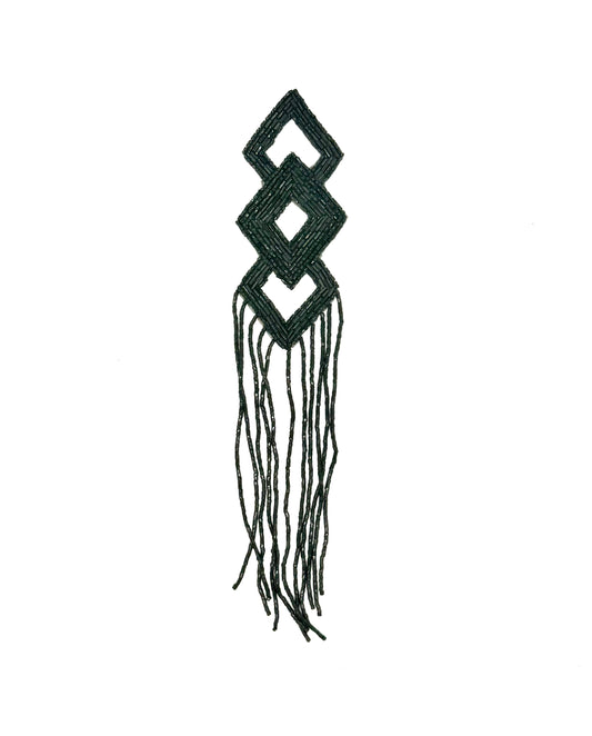 Epaulet Triple Diamond -Black Beads 11" x 2"