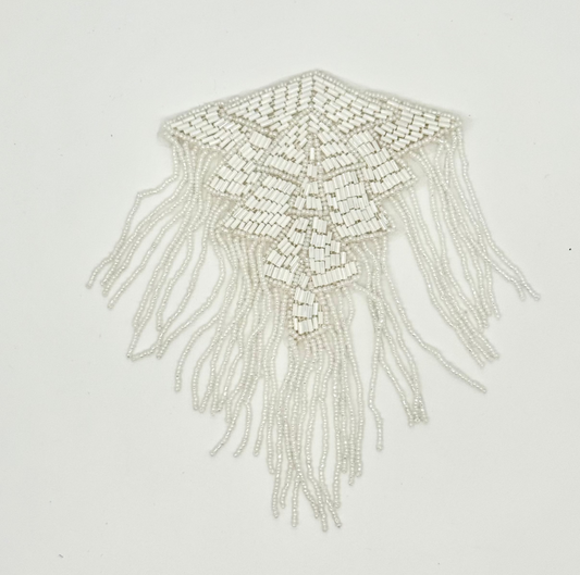Epaulet - Iridescent White  Beaded 7" x 5"