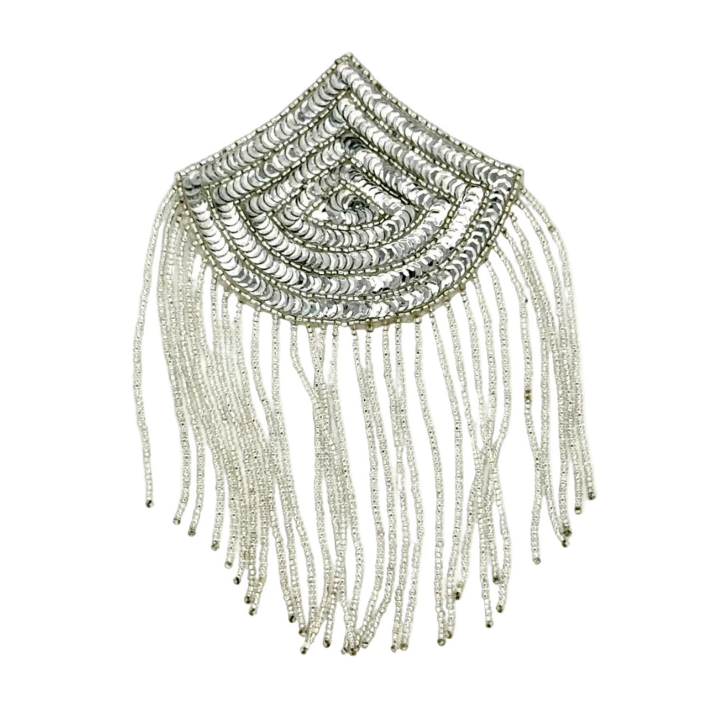 Epaulet - Silver Sequins/Beads 6.5" x 4"