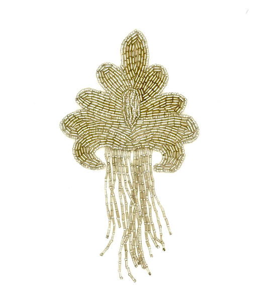 Epaulet - Silver Beads 8”x 4”
