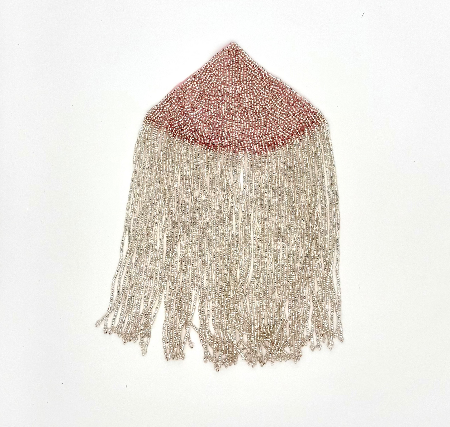 Epaulet - Light Pink/Silver Beads - Fringe 10" x 5.5"