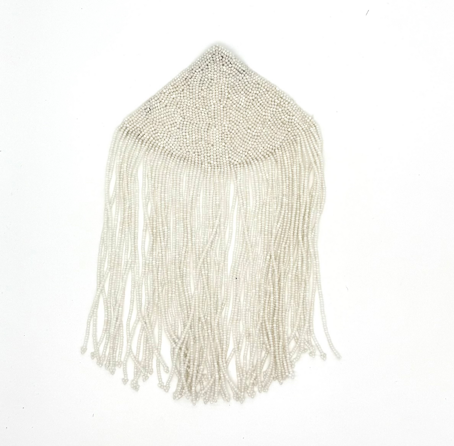 Epaulet - White Beads - Fringe 10" x 5.5"