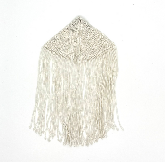 Epaulet - White Beads - Fringe 10" x 5.5"