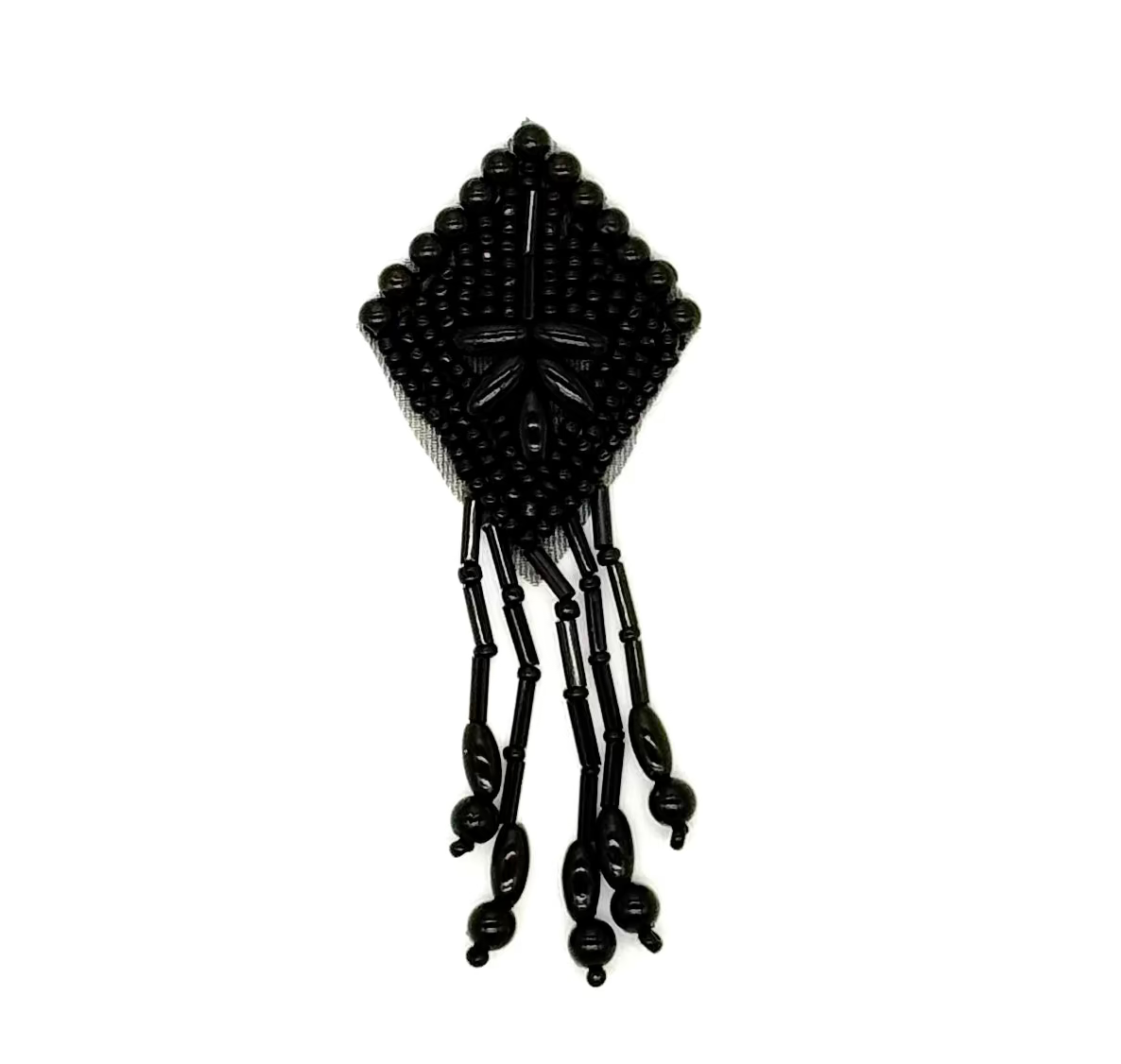 Hombrera de diamante - con cuentas negras 3.5" x 1.25"