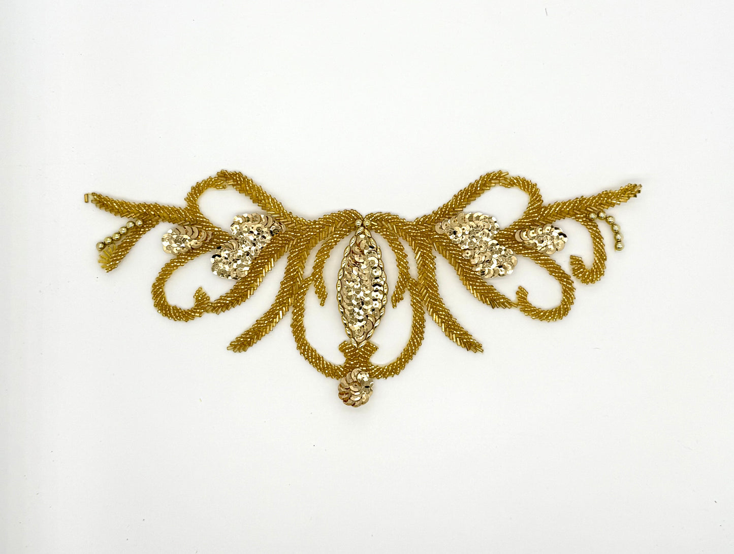 Designer Motif Neckpiece with Gold Sequins and Beads 12" x 6"