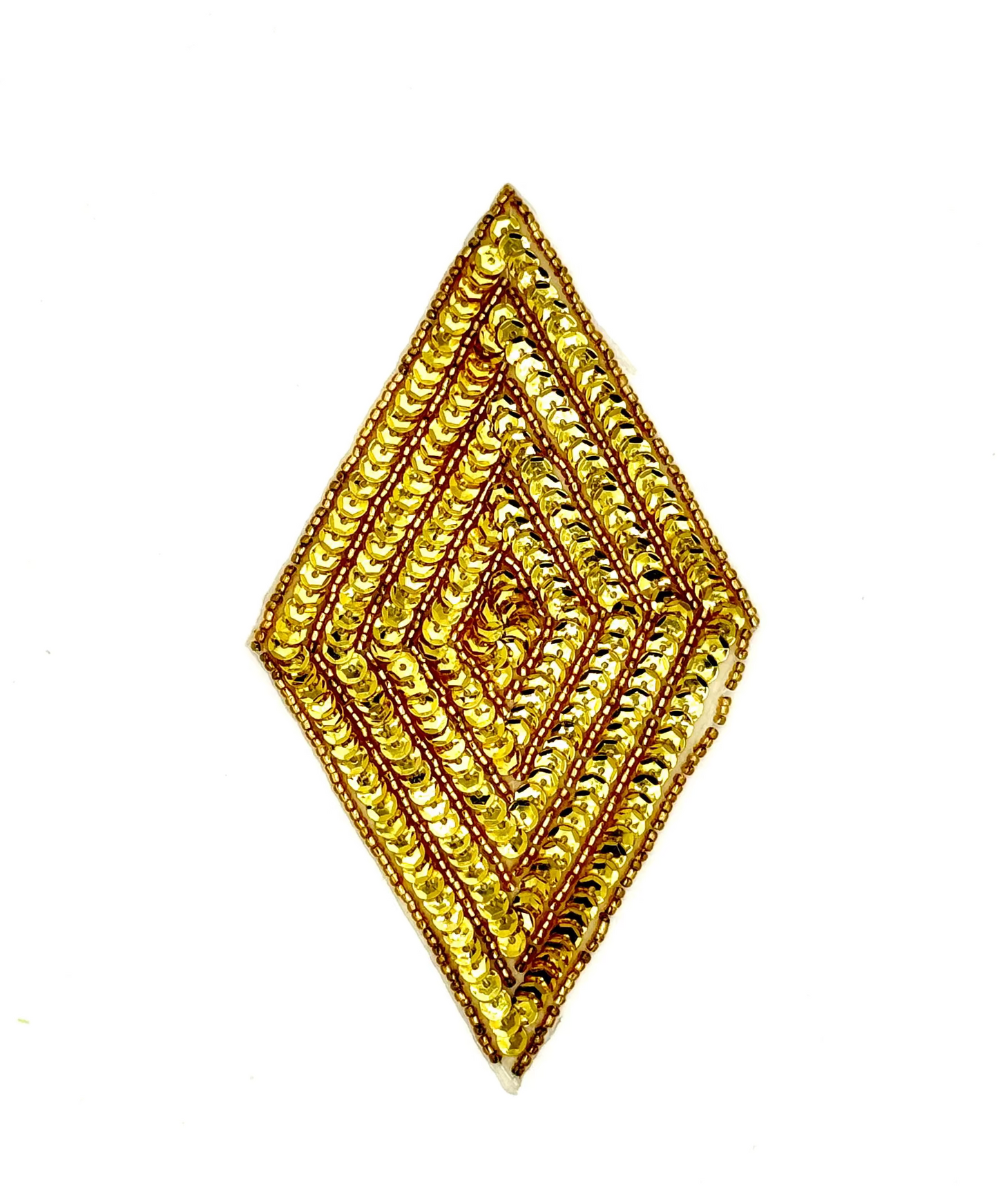 Choice of color Designer Motif Diamond Shaped Applique with Sequins and Beads 6" x 3"